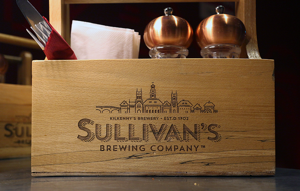 laser engraved wooden branded brewery bar tidy