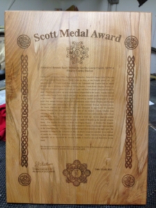 engraved wooden award certificate